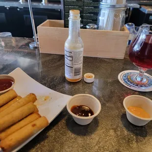 Lumpia and a sour beer. I'm happy