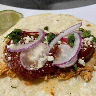 Cinco de Mayo chicken mole poblano tacos.