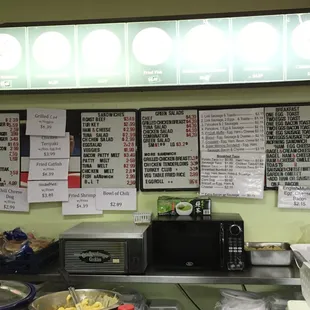 menus on the wall