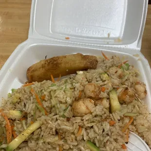 Shrimp fried rice with egg roll 4.99 plus tax !!!! Delicious