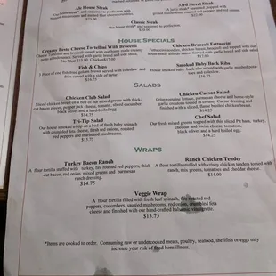 Updated menu as of 9/29/22