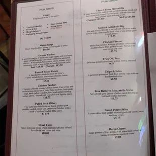 Updated menu as of 9/29/22