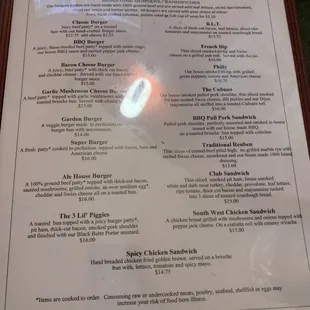 Updated menu as of 9/29/22