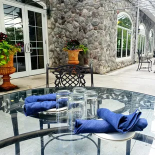 Outdoor dining with beautiful views of Elkhart Lake