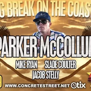 a man in a baseball cap with palm trees in the background