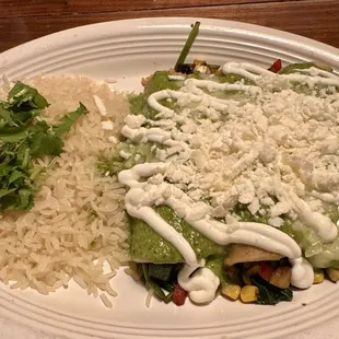 Enchiladas Vegeterianas with Lime Rice