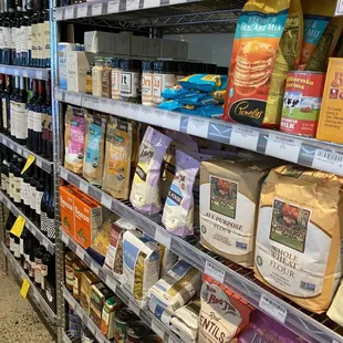 shelves of food and beverages