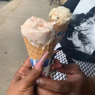 Fat Elvis waffle cone &amp; Ultimate Peach waffle cone Yummers!!