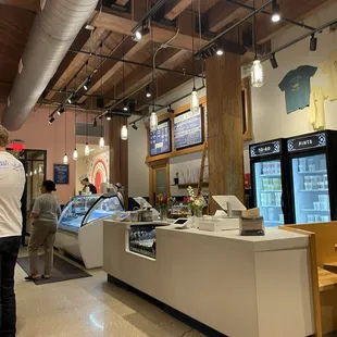 Inside ice cream shop