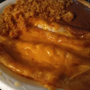 Cheese enchiladas, rice and beans. The very best!