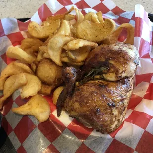 Chicken and sidewinder fries