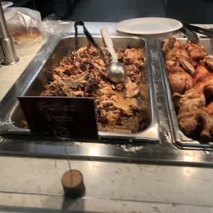 Pulled pork served as a sandwich or without a bun!