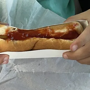 Short dog plain only ketchup. July 4, 2022