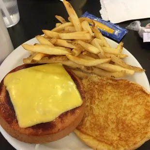 Thick-cut fried bologna sandwich with American cheese