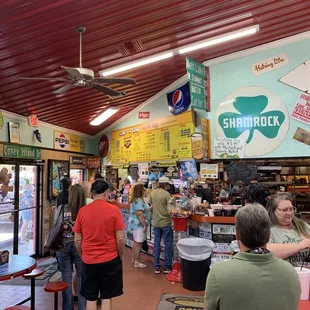 Inside showing menu board