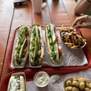 Chicago, Coney, New Yorker. Fried Okra, Fried Corn. Chili Cheese fries