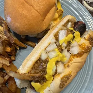 Coney, Pittsburger, and fries.