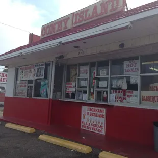 the outside of a coney island restaurant