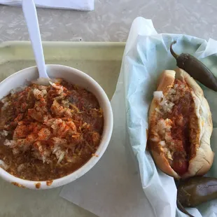 Fritos chili pie and a coney with everything !