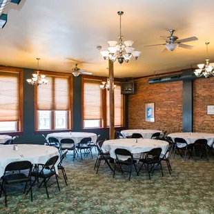 tables with white tablecloths