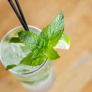 a mojit in a tall glass