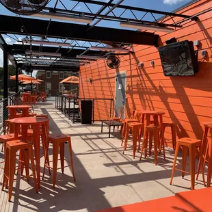 New Roof top bar.  People watch on the strip below while enjoying a full service bar and Coney food