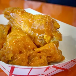 New item on the menu.  Hot wings Mild Medium or Spicy Hot