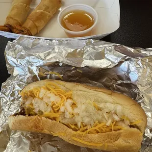 Shrimp rolls &amp; loaded coney