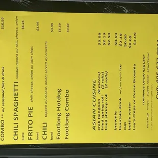 Menu options