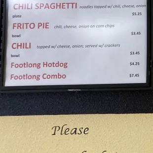 ows a menu on a wall