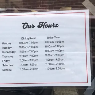 Hours as of April 2023