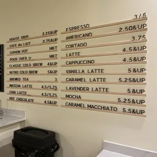 Standard Menu (they have an additional specialty menu)