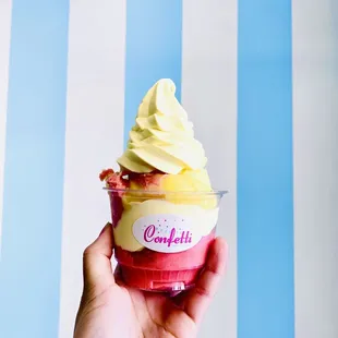 Parfait (medium strawberry, mango, lychee italian ice + dole whip)