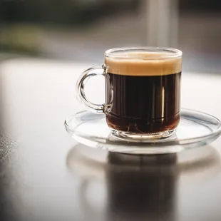 a cup of coffee on a saucer