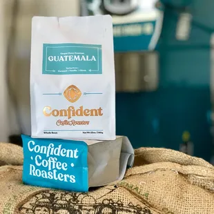 a bag of coffee and a bag of coffee