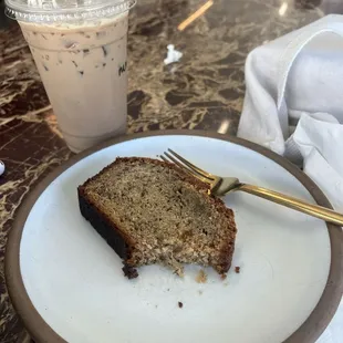 Iced mint mocha and banana bread