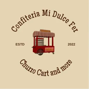 a red cart with a striped awning