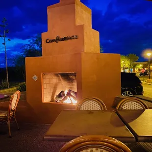 fireplace on patio