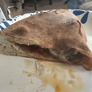 Pepperoni and Mushroom calzone with little to no filling in it! All bread!
