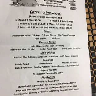 BBQ menu