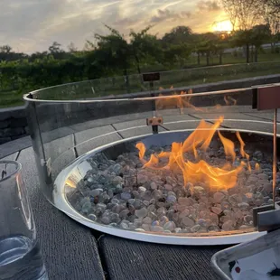 Fire table at sunset