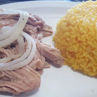 Roasted pork with yellow rice