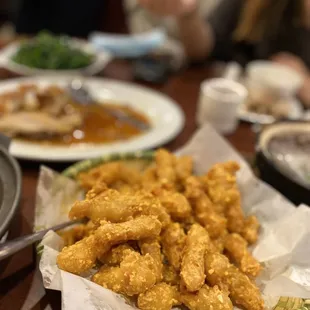 515. Fried Pumpkin Sticks with Salt &amp; Pepper with Salted Egg Yolk Plate