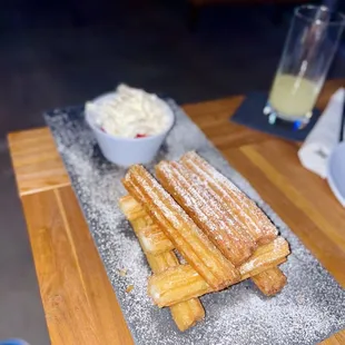 a plate of churros