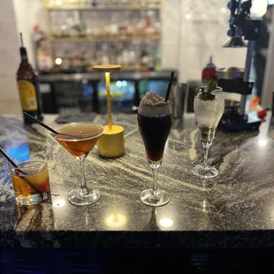 three different cocktails