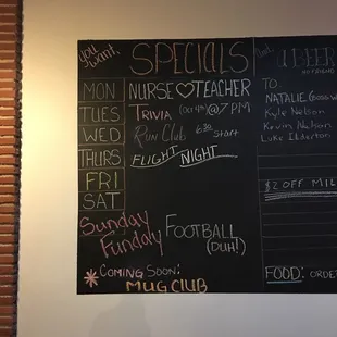 Specials each night
