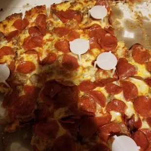 It was a football pizza it was cold The crust was harder and overpriced