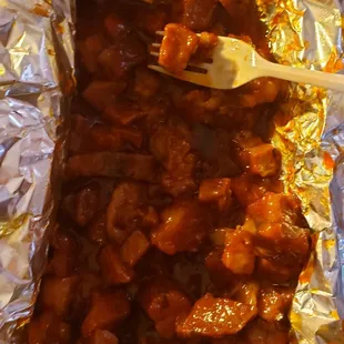 What I got from Congress Pizza . . .Looks like dog food to me . . . not rib tips!
