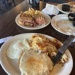 Chicken fried steak and Ruben