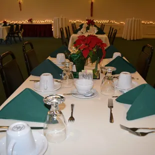 A lovely table setting for a Christmas event.